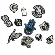 ZESTAW 11 Naszywki TERMO Ręka Fatimy Napis Ufo