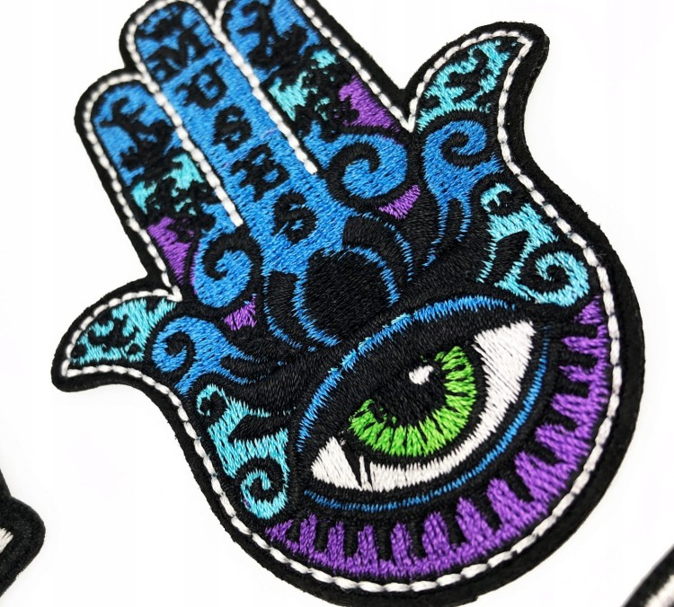 ZESTAW 11 Naszywki TERMO Ręka Fatimy Napis Ufo