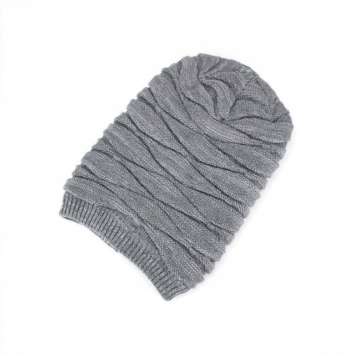 CZAPKA Męska Zimowa Szara ocieplana Beanie ciepła