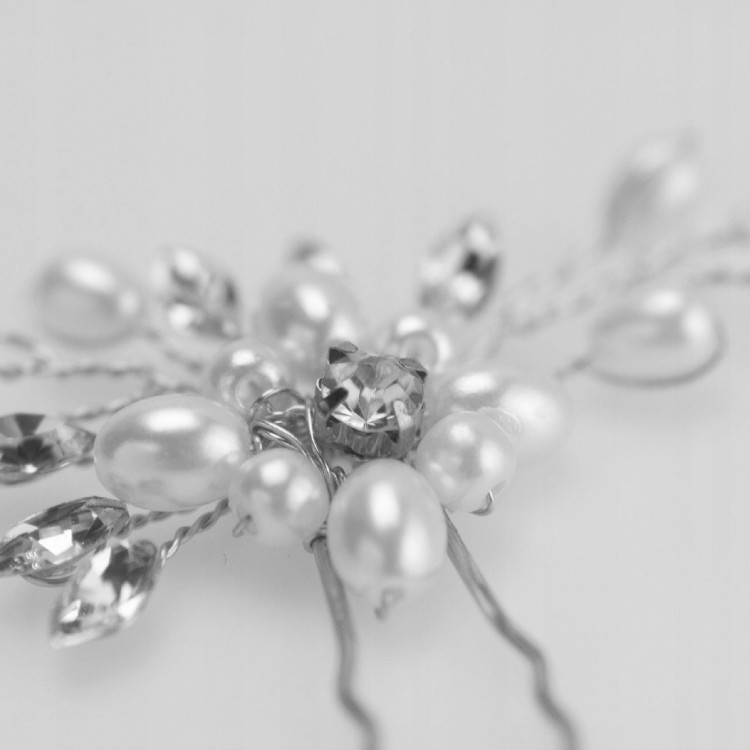 SPINKA do włosów Wsuwka Ślub cyrkonie Kwiat Kok