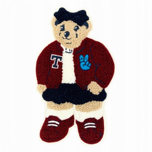 Naszywka puchaty Miś 20 cm misiu z kokardą bordo