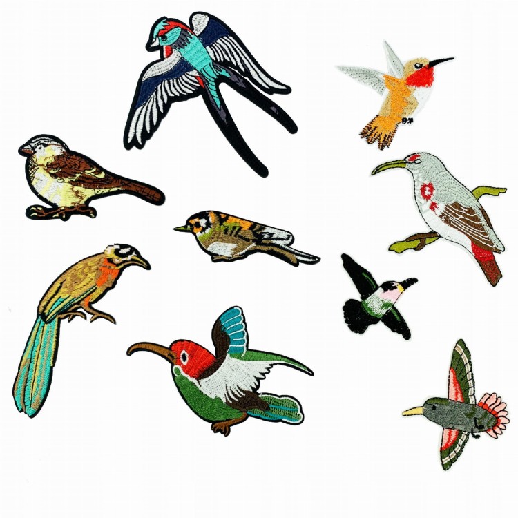 ZESTAW 9 Naszywki TERMO naprasowanki Ptaki Haft