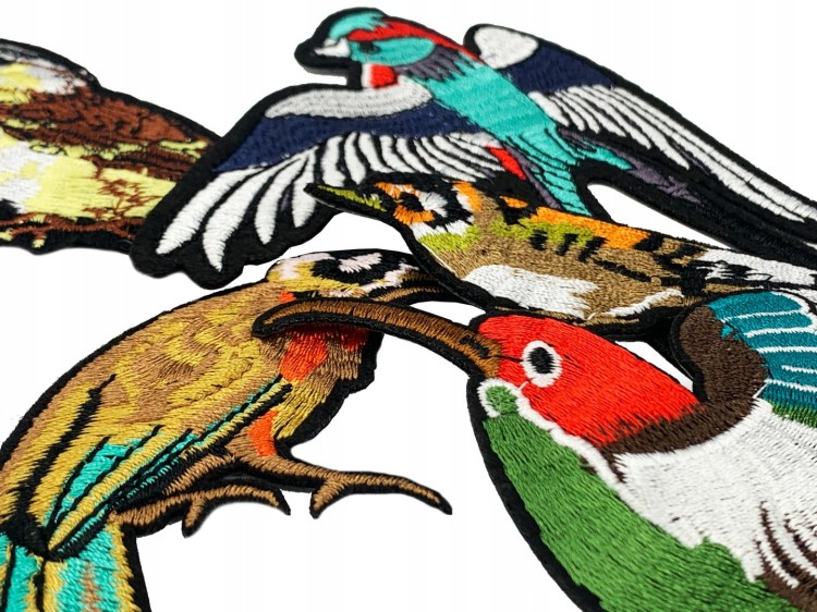 ZESTAW 9 Naszywki TERMO naprasowanki Ptaki Haft