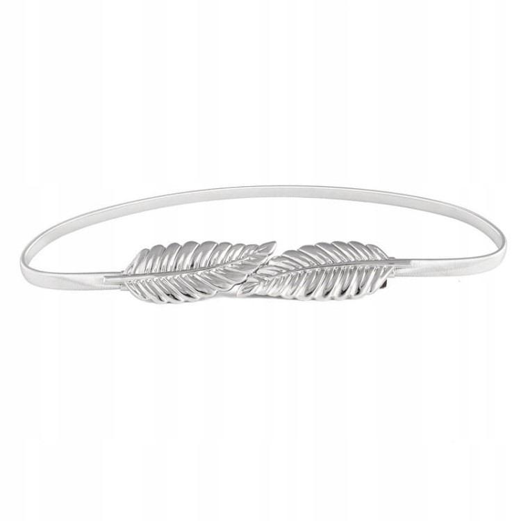 Metalowy pasek sprężynka - Srebrne Liście