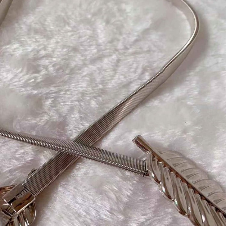 Metalowy pasek sprężynka - Srebrne Liście