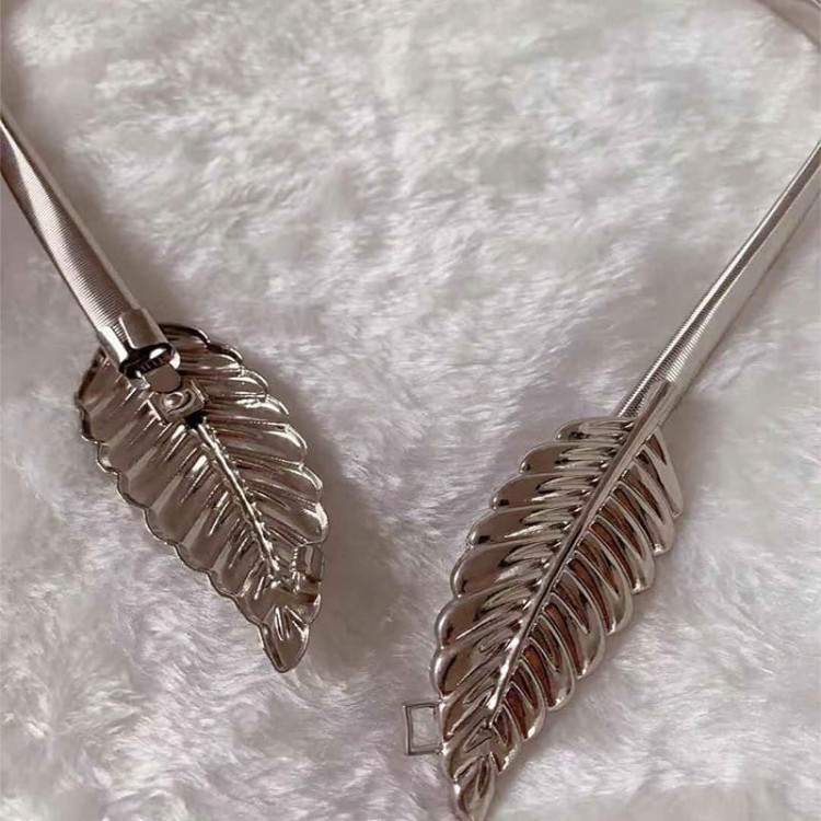 Metalowy pasek sprężynka - Srebrne Liście