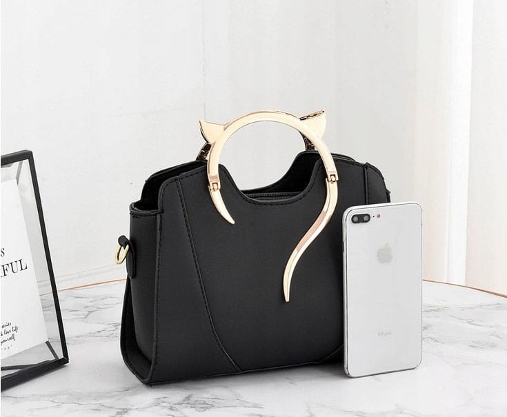 Torebka czarna kocie uszy Eko skóra Kuferek Kot