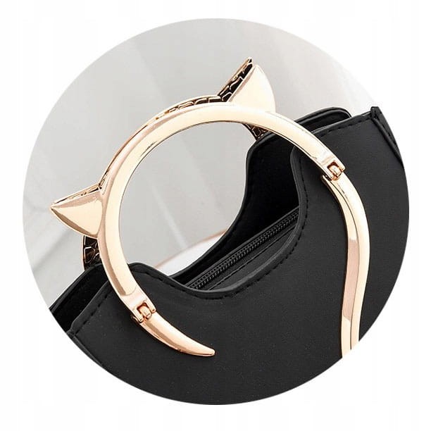 Torebka czarna kocie uszy Eko skóra Kuferek Kot