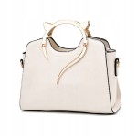 Torebka ecru kocie uszy Eko skóra Kuferek Kot