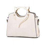 Torebka ecru kocie uszy Eko skóra Kuferek Kot