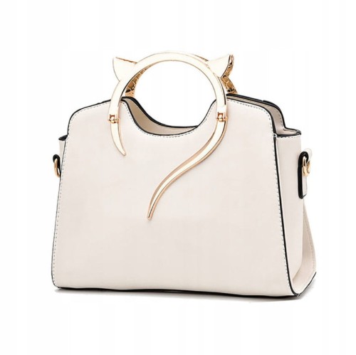 Torebka ecru kocie uszy Eko skóra Kuferek Kot