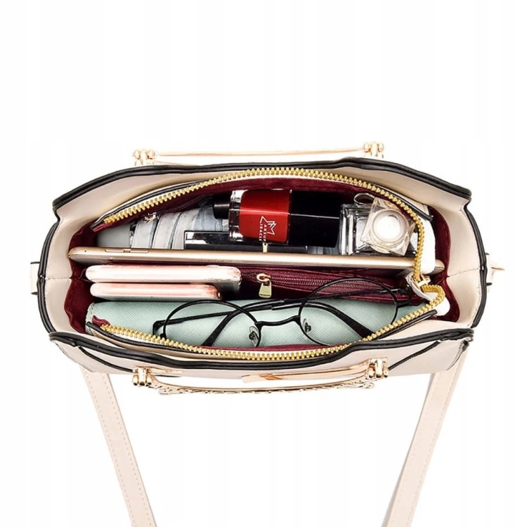 Torebka ecru kocie uszy Eko skóra Kuferek Kot