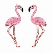 Komplet 2 szt naszywki Flamingi różowe ptaki para