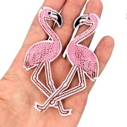 Komplet 2 szt naszywki Flamingi różowe ptaki para