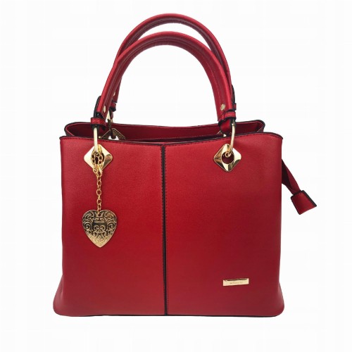 Torebka czerwona skóra eko skórzana Kuferek brelok