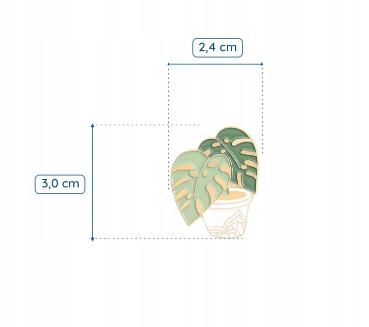 PINETS przypinka roślinka Monstera w donicy złota