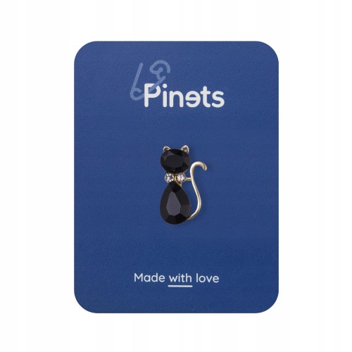 PINETS broszka czarny Kotek cyrkonie z cyrkoniami