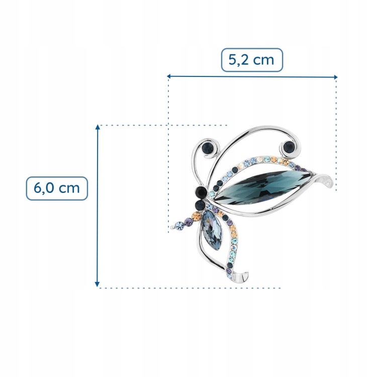 PINETS Broszka srebrny Motyl cyrkonie 14 Karatów