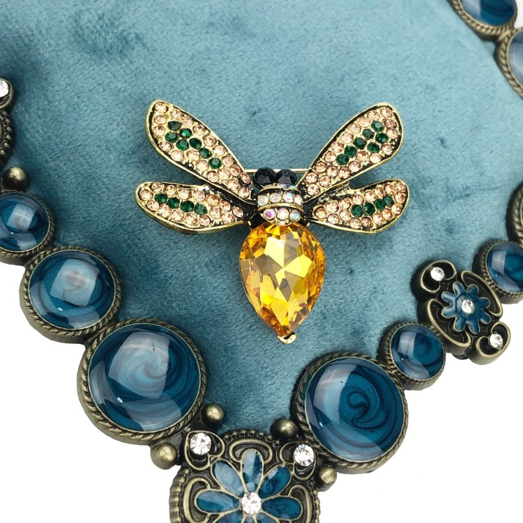 PINETS broszka Owad Mucha Ważka cyrkonie żółta