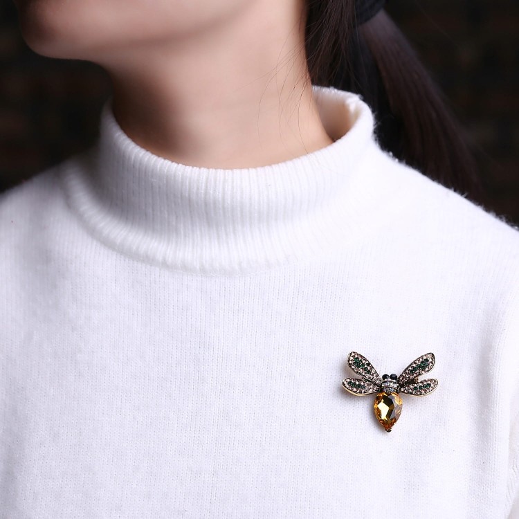 PINETS broszka Owad Mucha Ważka cyrkonie żółta