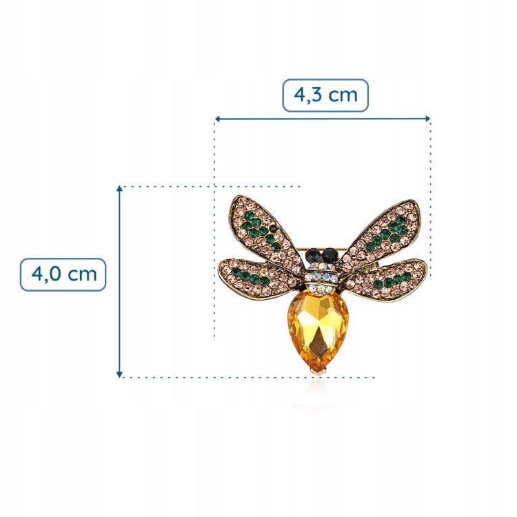 PINETS broszka Owad Mucha Ważka cyrkonie żółta