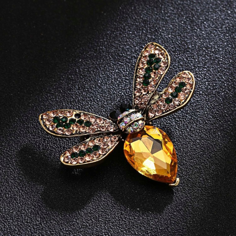 PINETS broszka Owad Mucha Ważka cyrkonie żółta