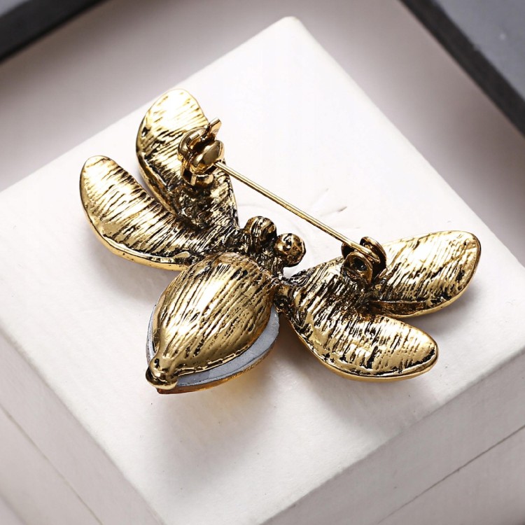 PINETS broszka Owad Mucha Ważka cyrkonie żółta