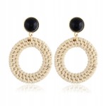 Kolczyki wiszące naturalne słomiane ratan długie