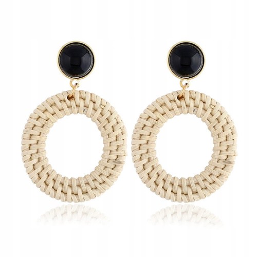 Kolczyki wiszące naturalne słomiane ratan długie