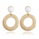 Kolczyki wiszące naturalne słomiane ratan długie