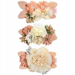 Zestaw Flowers Creamy spinki z kwiatkami