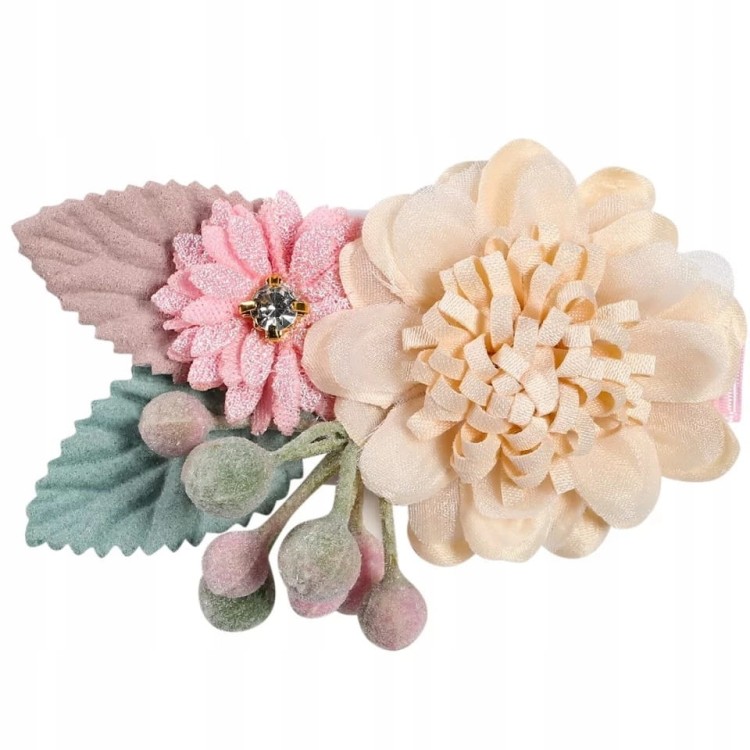 ZESTAW 3 Spinki Kwiatki Wianek na włosy róż Kwiaty