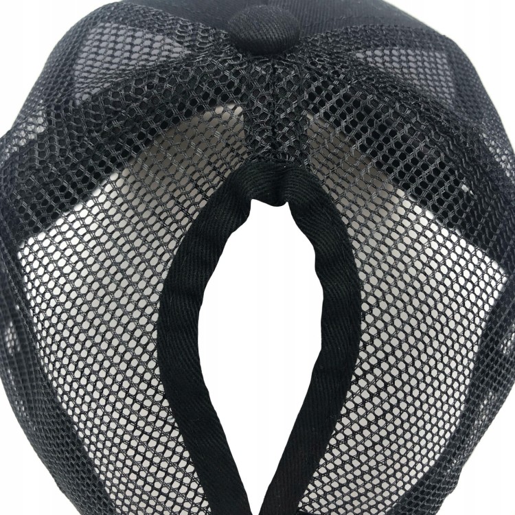 CZAPKA z Daszkiem damska Czarna na kitkę Siateczka