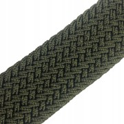 PASEK Pleciony ciemny zielony srebrna klamra khaki