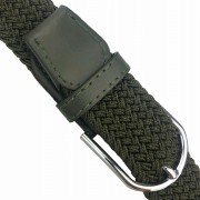 PASEK Pleciony ciemny zielony srebrna klamra khaki