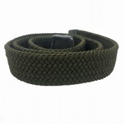 PASEK Pleciony ciemny zielony srebrna klamra khaki