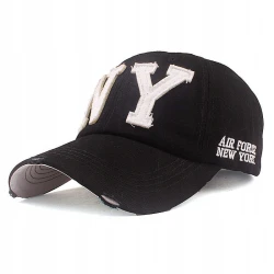 CZAPKA z Daszkiem czarna NY air force białe logo
