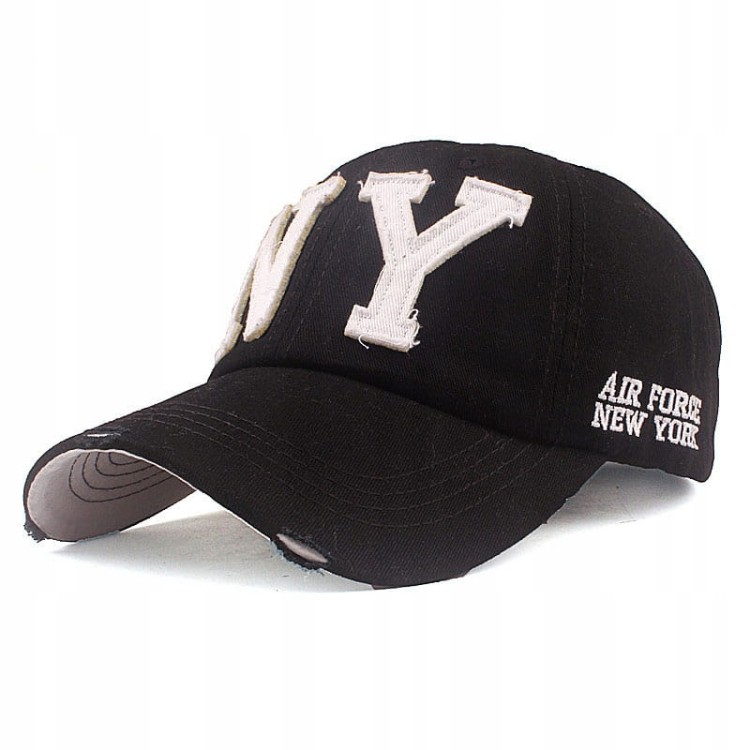 CZAPKA z Daszkiem czarna NY air force białe logo