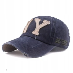 CZAPKA z Daszkiem jeansowa NY air force niebieska