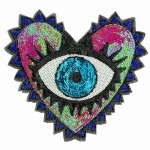 NASZYWKA cekinowa Oko serce różowe holograficzne