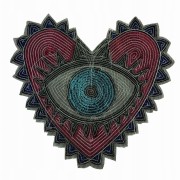 NASZYWKA cekinowa Oko serce różowe holograficzne