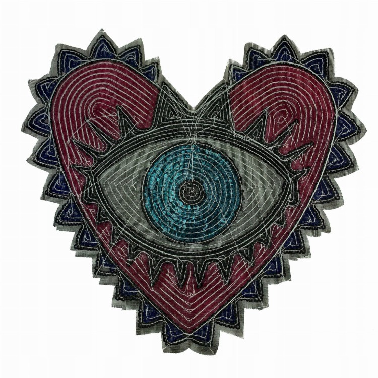 NASZYWKA cekinowa Oko serce różowe holograficzne