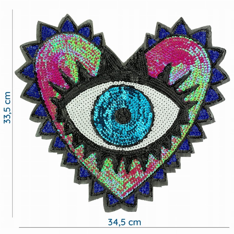 NASZYWKA cekinowa Oko serce różowe holograficzne