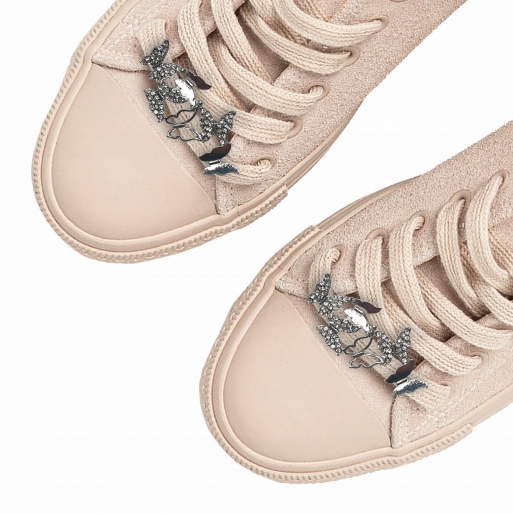 2 OZDOBY do butów Sznurówek Spinki Motyle cyrkonie