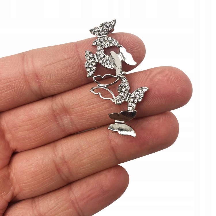 2 OZDOBY do butów Sznurówek Spinki Motyle cyrkonie