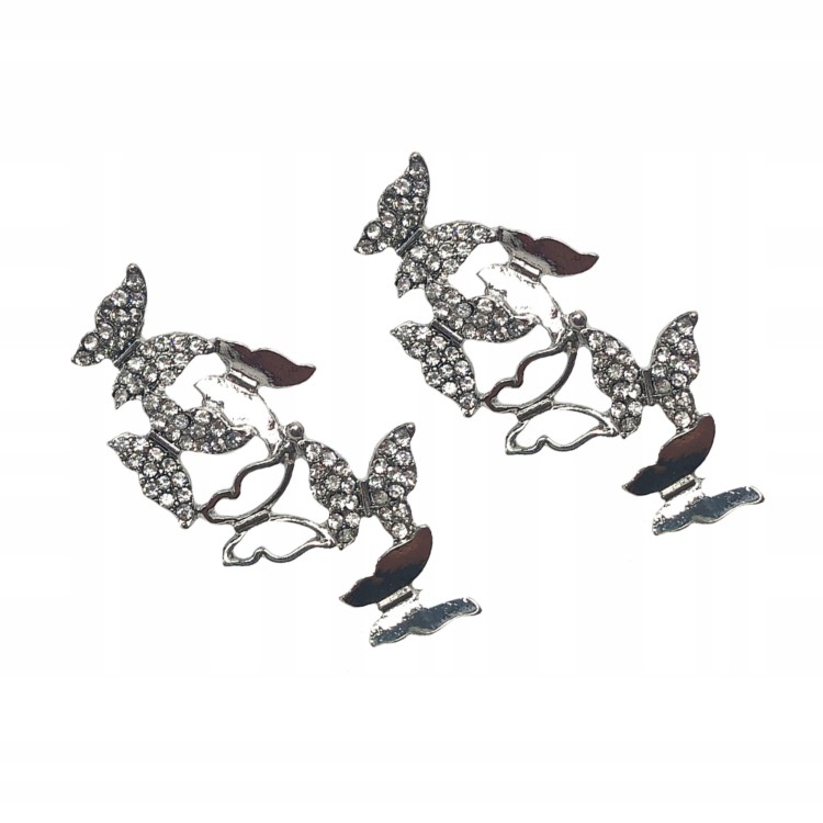 2 OZDOBY do butów Sznurówek Spinki Motyle cyrkonie