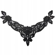 Naszywka haftowana czarna koronkowa Kołnierzyk