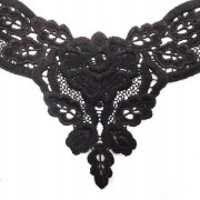 Naszywka haftowana czarna koronkowa Kołnierzyk