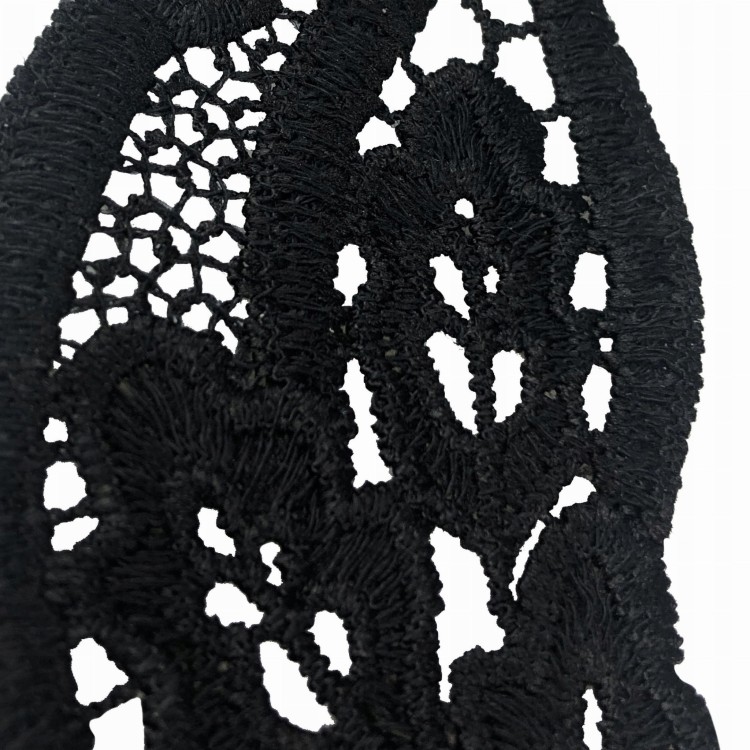 Naszywka haftowana czarna koronkowa Kołnierzyk