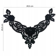 Naszywka haftowana czarna koronkowa Kołnierzyk